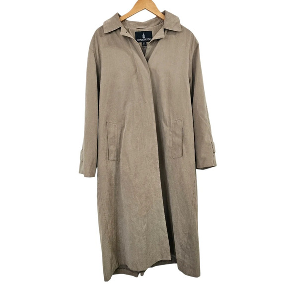 LONDON FOG Suede Coat with Hood Tan Size 12 Petite - Picture 1 of 8